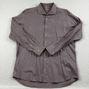 Suitsupply Shirt Mens 17 3/4 45 Maroon Herringbone Business Dress Wear Button Up